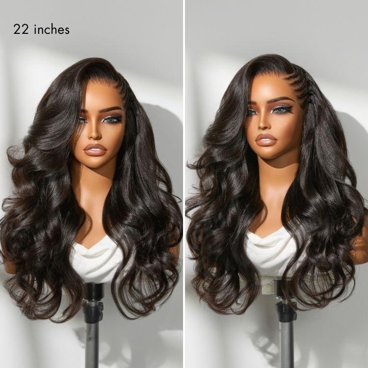 LUVME Readitress Side Braided Yaki Body Wave Glueless Ear-to-ear 13x6 Frontal HD Lace Wig Human Hair Flexi-Fit Drawstring Cap