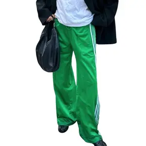 #TikTokShopBacktoSchool Striped Baggy Parachute Pants Y2k Long Track Pants Fashion Wide Leg Sweatpants Going Out Streetwear Blue Casual