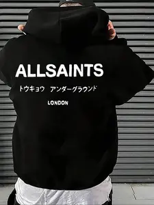 Men's Allsaints Hooded Sweatshirt, Casual Design, Fashionable Cut, Essential Closet Basic, Thick Fabric, Fitted Style, Fall & Winter Wear