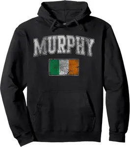 Murphy Irish Flag Ireland St Patricks Day Vintage Distressed Pullover Hoodie