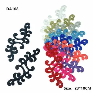 zsbszc Fluorescent Flower Lace Trim Applique Patch - 1 Pair Customizable Fabric for Tango, Ballet Costume Dress Decor & Sewing Crafts (DA108)