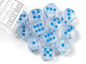 Borealis Icicle Luminary D6s (12) | White, Clear, Blue Iridescent | D6 Block | Chessex Dice (12)