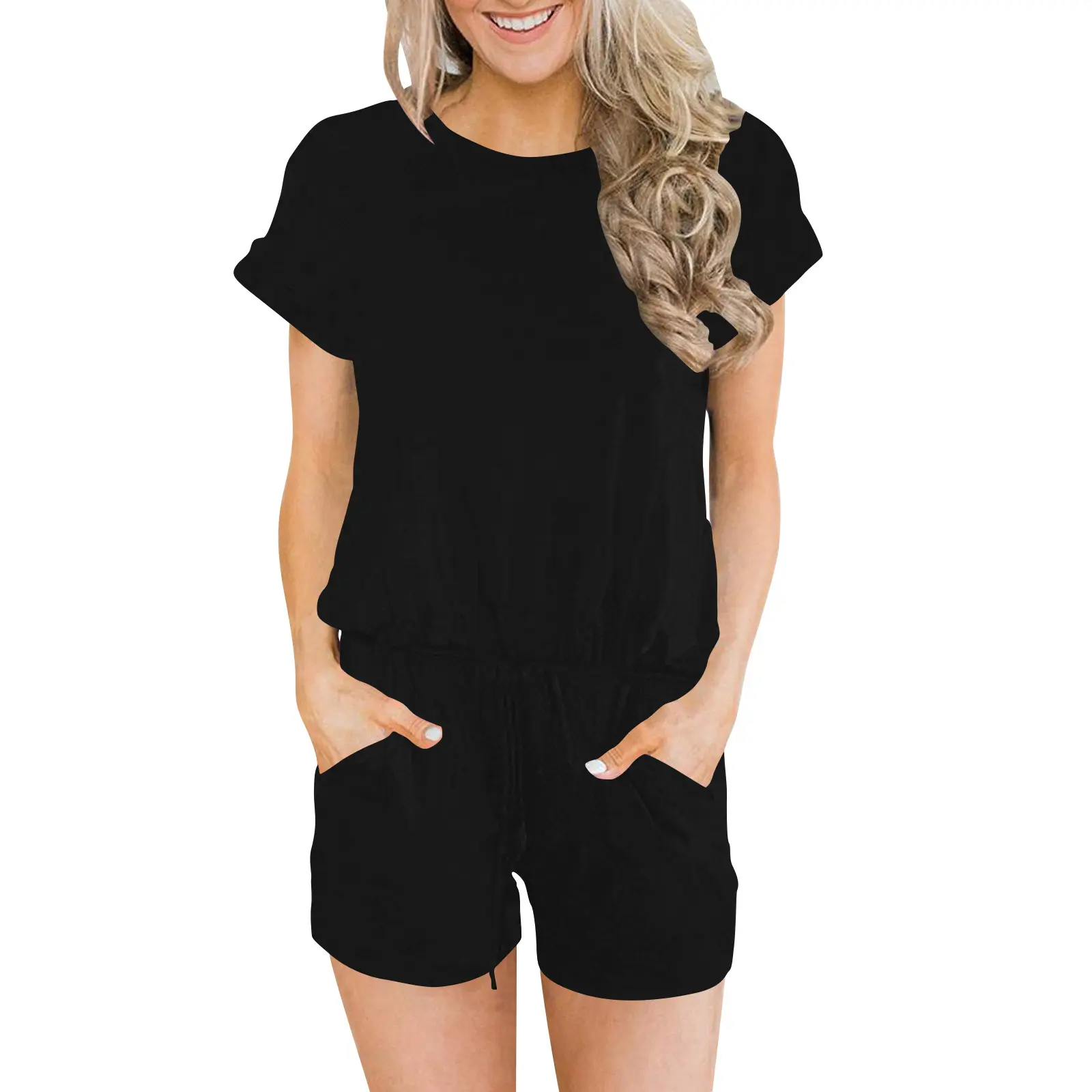 ANRABESS Rompers for Women Summer 2026 Casual One Piece Jumpsuits Short Pants Fashion Outfits Clothes Loungewear Pockets Overalls