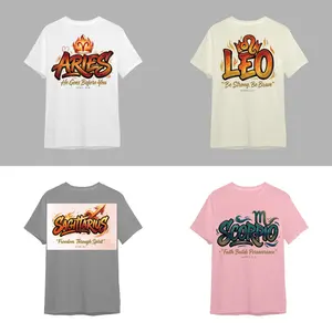 [Full 12 Zodiac] Vintage Zodiac Scripture T-Shirt, Christian Zodiac Scripture Graphic Tee for White, Sport Grey, Sand, Light Pink