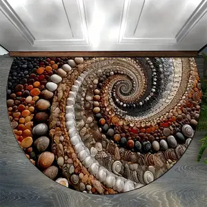 Non-Slip Door Mat with Pebble & Shell Design, Durable Anti-Skid Rug, Ideal for Home Decor, Front Door or Bathroom, Easy to Clean