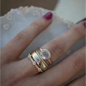 Luxurious Four-Piece Ring Set European and American Women's Fashion Engagement Rings