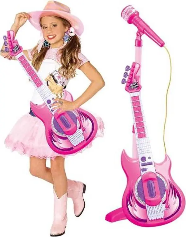Contixo Kids Toy Guitar Set with MP3 Microphone - Musical Toy Electronic Drum