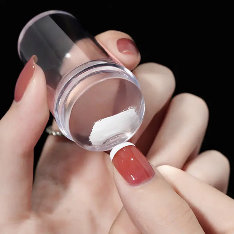 Beauty and Personal Care 1pc Salon-Quality French Nail Art Kit - Quick, Precise & Easy DIY Manicure with Unscented Silicone Stamper and Scraper, Clear Bottle Included Cutics Transparent