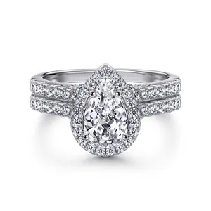 925 Sterling Silver Pear Cut Zirconia Stackable Rings Set Minimalist Wedding Band Bridal Ring Stackable Jewelry Gift for Her Soulmate