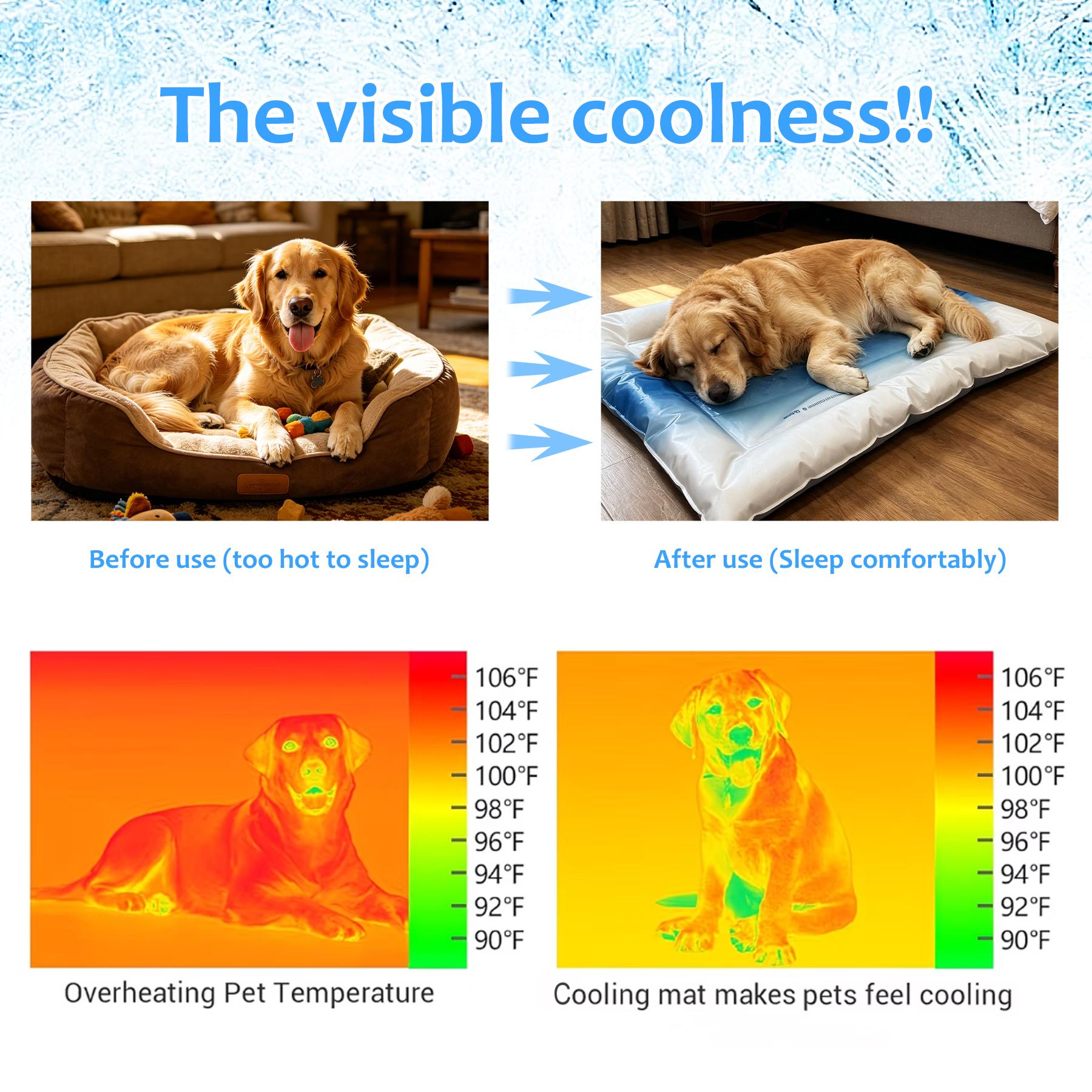 Hsecoyay cooling pet Mat, Eco-friendly Cooling Pad for Large Dog, Pet Cooling Mats for Dog and Cat house, Use in Crate, Tunk, Camping, Outdoors, Portable, Machine Washable, Durable, Outdoorfun, Waterproof calming donut bed