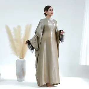 Butterfly Abaya Dress With Feather Sleeves