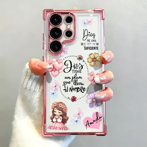 Patrón del plan de Dios Reinforced Corners Electroplated Soft Silicone Phone Case For Galaxy S26Ultra/S25/S24fe/S23/S22 Plus Drop Protection|Full Camera Protection|Anti-Scratch|Non-Smudge|Non-Slip|Anti-Yellow|Perfect Birthday Gift for Her