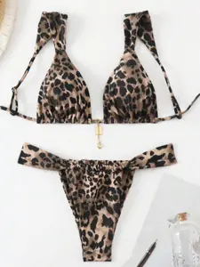 Women's Sexy Leopard Print Bikini Set, Two-Piece Swimsuit for Beach Vacation, Stylish Swimwear for Women, Comfortable & Trendy Design, Swimsuit Style Bikini