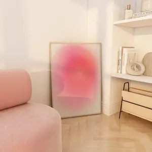 Pink Aura Physical Print Aesthetic Wall Art Retro Abstract Colorful Gradient Poster Girly Apartment