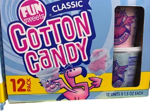 Fun Sweets Classic Multi Color Cotton Candy Party Box 12 Pack 1.5 Oz Tubs