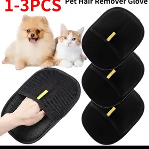 Pet Grooming Hair Remover Glove Reusable Pet Hair Brush Mitt for Dog Cat & Rabbit Gentle Deshedding Cleaning Glove for Long Short & Curly Hair 1-3PCS