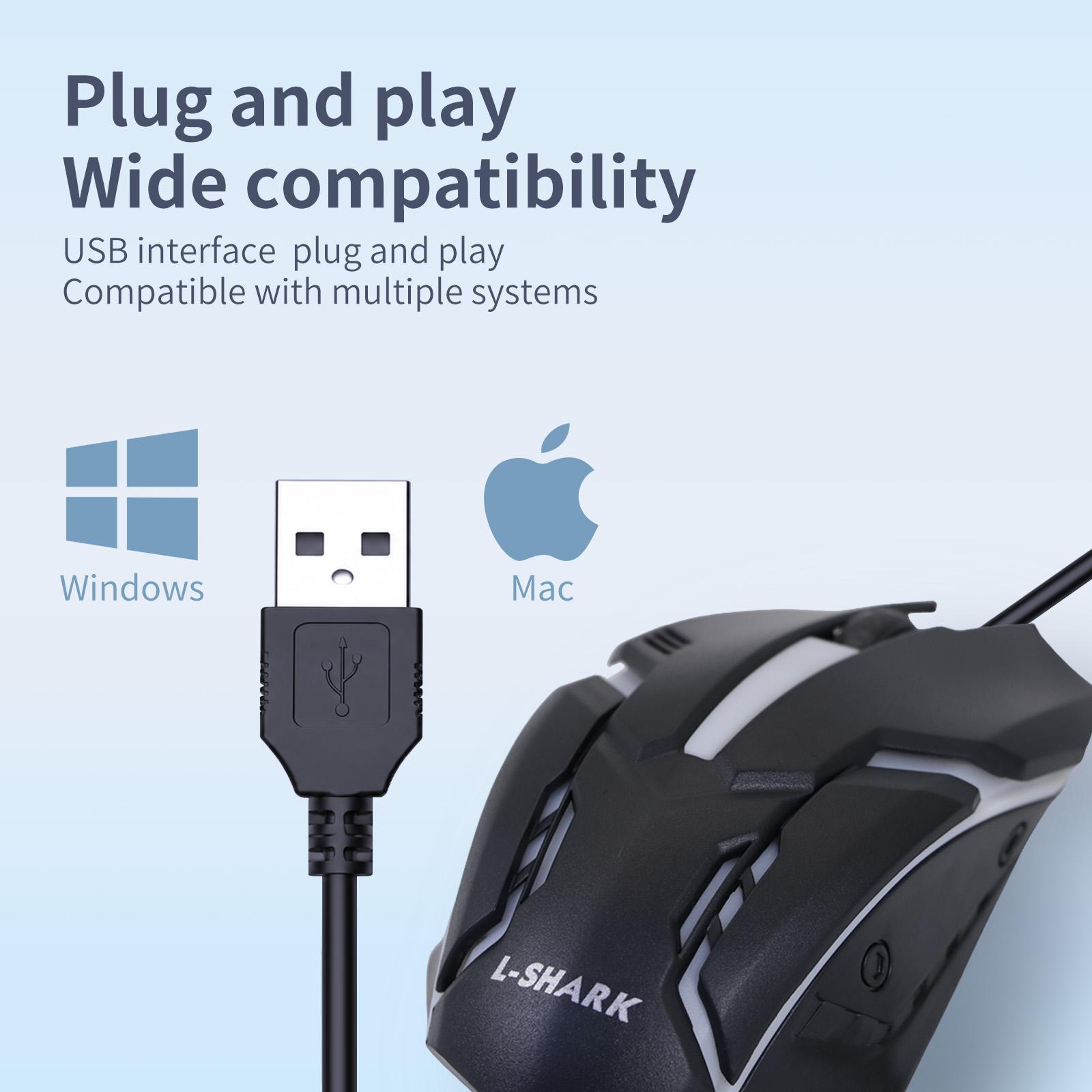 Ergonomic Wired USB Gaming Mouse - PC Accessories Gaming, Computer Game Hardware, Ultra-Thin Finger-Friendly Design, RGB Lighting, Low Latency, Plug-and-Play, Desktop Mouse, Compatible with Windows/Mac PCs