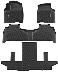 GARVEE Custom Fit Floor Mats Compatible with 2021-2025 Chevrolet Suburban/GMC Yukon XL with 2nd Row Bucket Seats, Black TPE All-Weather Car Floor Liners