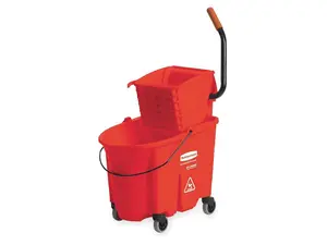 RUBBERMAID FG758888RED WaveBrake Mop Bucket and Wringer,8.75 gal.,Red