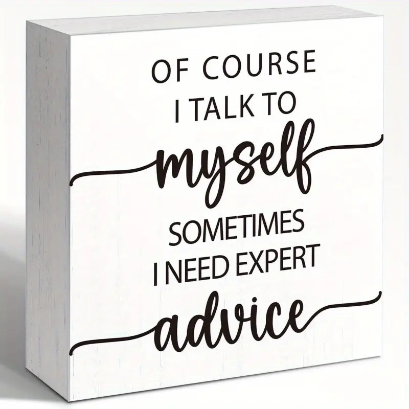 Of Course I Talk To My Shelf Sign for Women, Funny Office HR Wood Block Sign Desk Decor, Humorous Office Cubicle Desk Accessories Decor Signs 5x5inch
