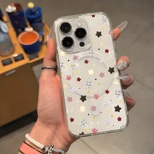 This magnetic phone case features a checkered star pattern, supports wireless charging, and offers drop protection and magnetic attachment. Compatible with iPhone 11/17 Pro Max and Samsung Galaxy S25/S24/S23 Ultra. It's the perfect gift for birthdays and