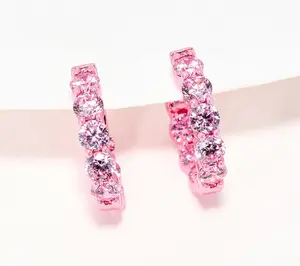 Diamonique x Jennifer Miller Pave Ecoat Huggie Hoop Earrings, Sterl
