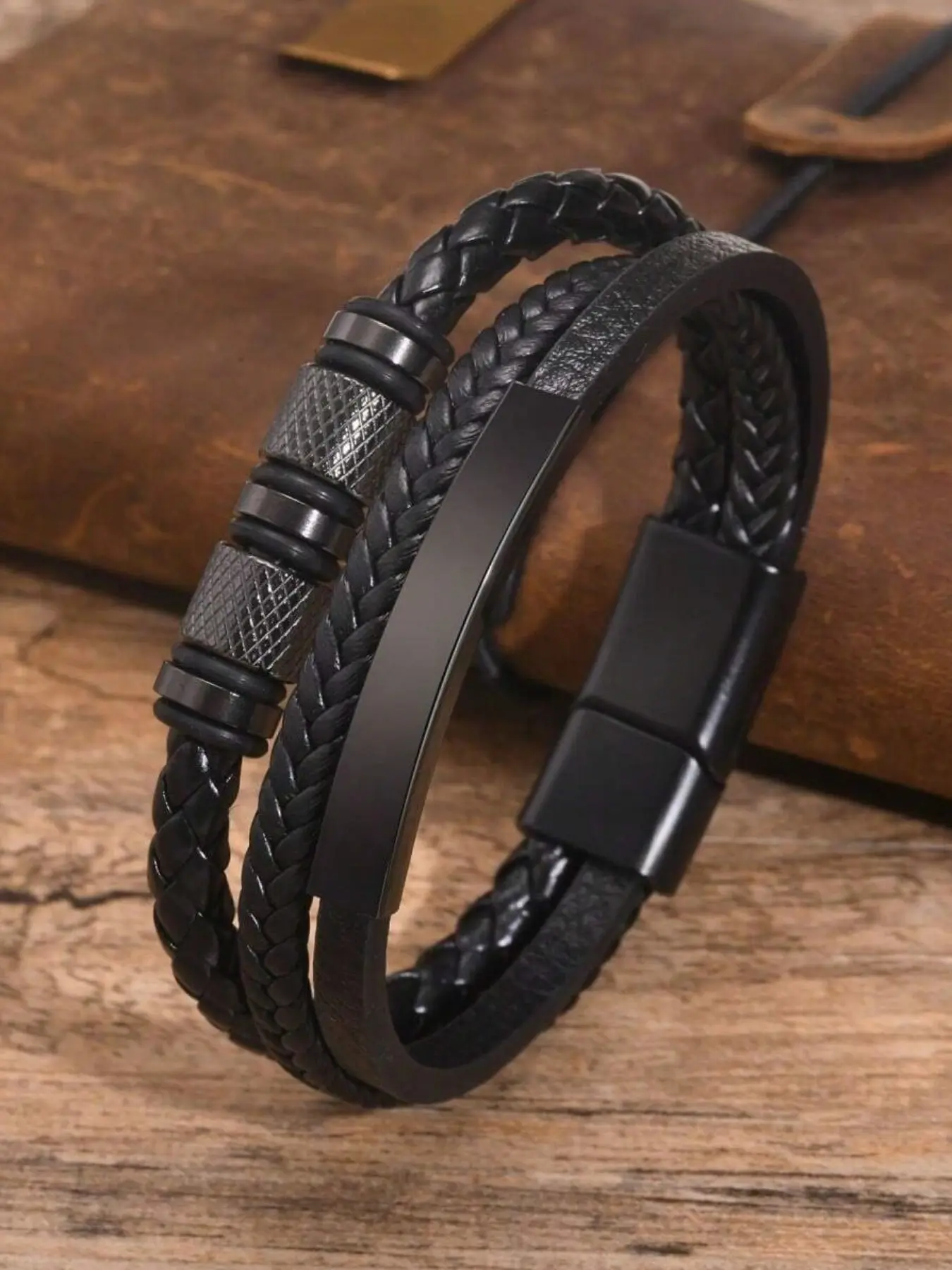Men's PU Leather Multi-Layer Woven Bracelet, Durable Bracelet, Ideal Gift for Special Occasions, Unique Men's Accessory, Braided Bracelet, Bracelet Jewelry