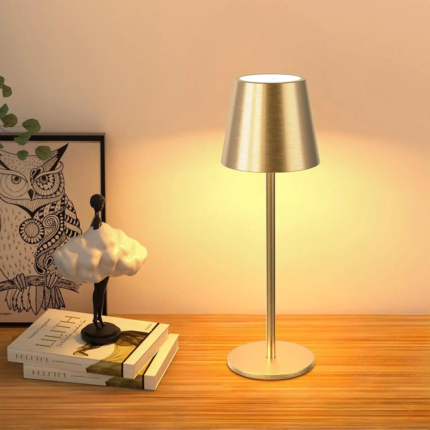 Cordless Color-Change Table Lamp - 5000mAH Battery-Powered, Rechargeable LED Desk Light with Touch Control, 3-Color Dimming, Portable for Bedroom, Outdoor Coffee Use, Cordless Table Lamps, Color-Change Table Lamps
