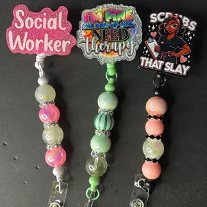 Acrylic Beadable Badges with Various Designs and Colors for Workplace Use Reusable and Personalizable Badges