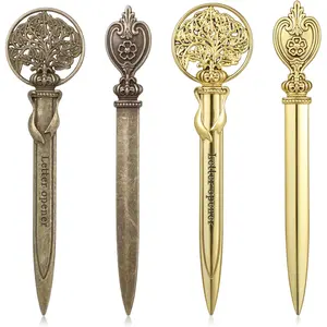 4 count Letter Opener, Envelope Slitter Mail Opener Tool, Lightweight Zinc Alloy Mail Opener, Retro Envelope Opener, Decorative Letter Opener for Office,  and School