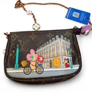 Pre-owned Louis Vuitton canvas Shoulder Bags Vivienne Paris Monogram Pouch