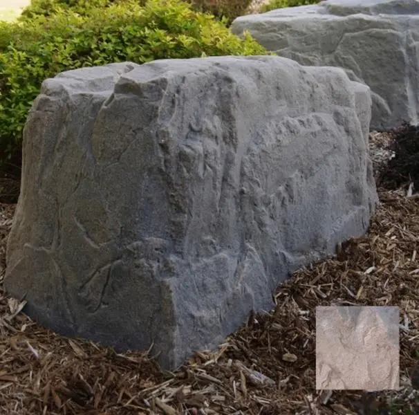 212 MAIN DekoRRa Products 117-RB Outdoor Artificial Rock Enclosure - Riverbed Style, 40"x24"x21", Realistic Look, Residential/Commercial Cable Hide Solution, Fieldstone/Sandstone Natural Aesthetic