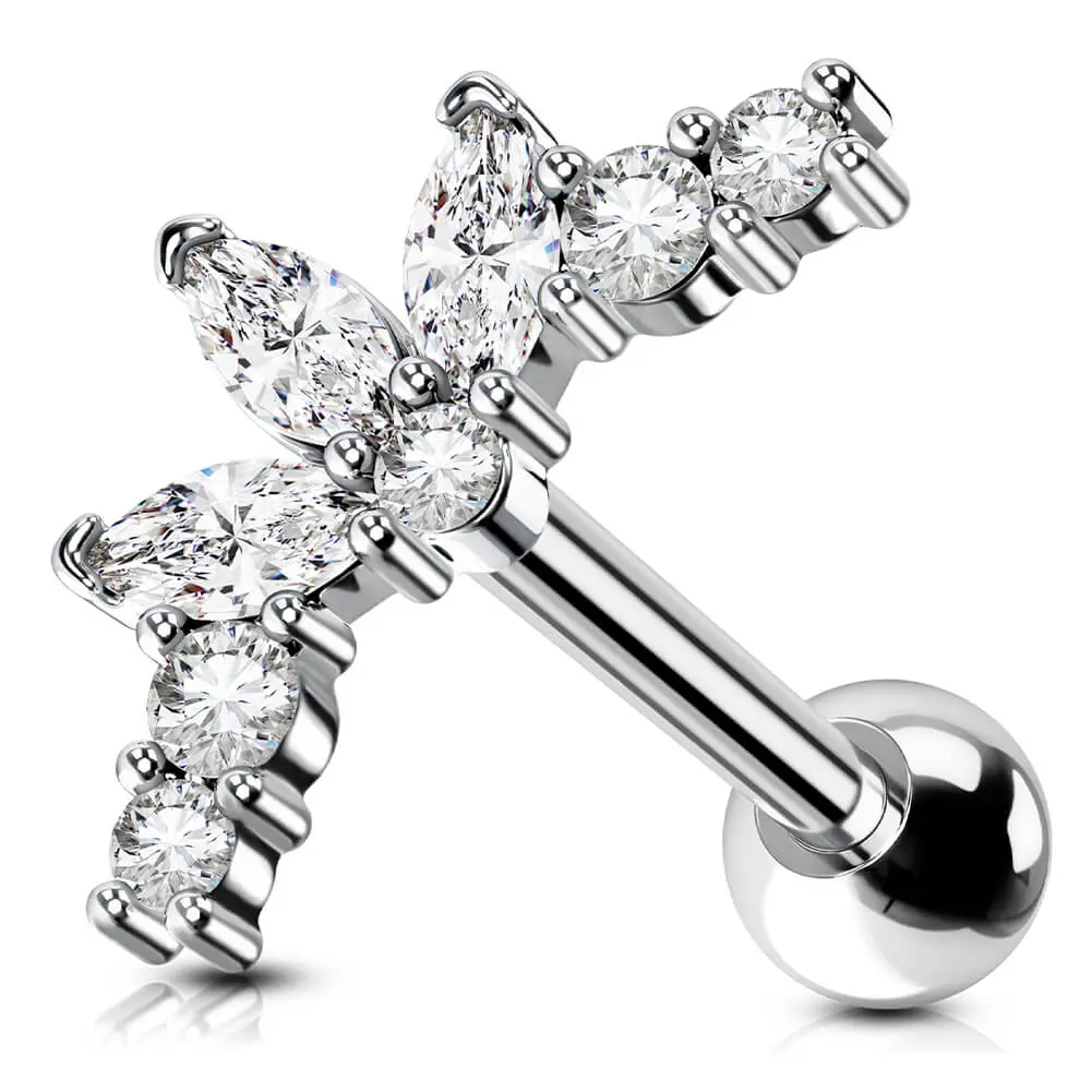 OUFER BODY JEWELRY Cartilage Stud Earrings for Women, 16G Multi-Shape Cubic Zirconia Helix Piercing Jewelry for Daily Wear, Lightweight Coated Metal