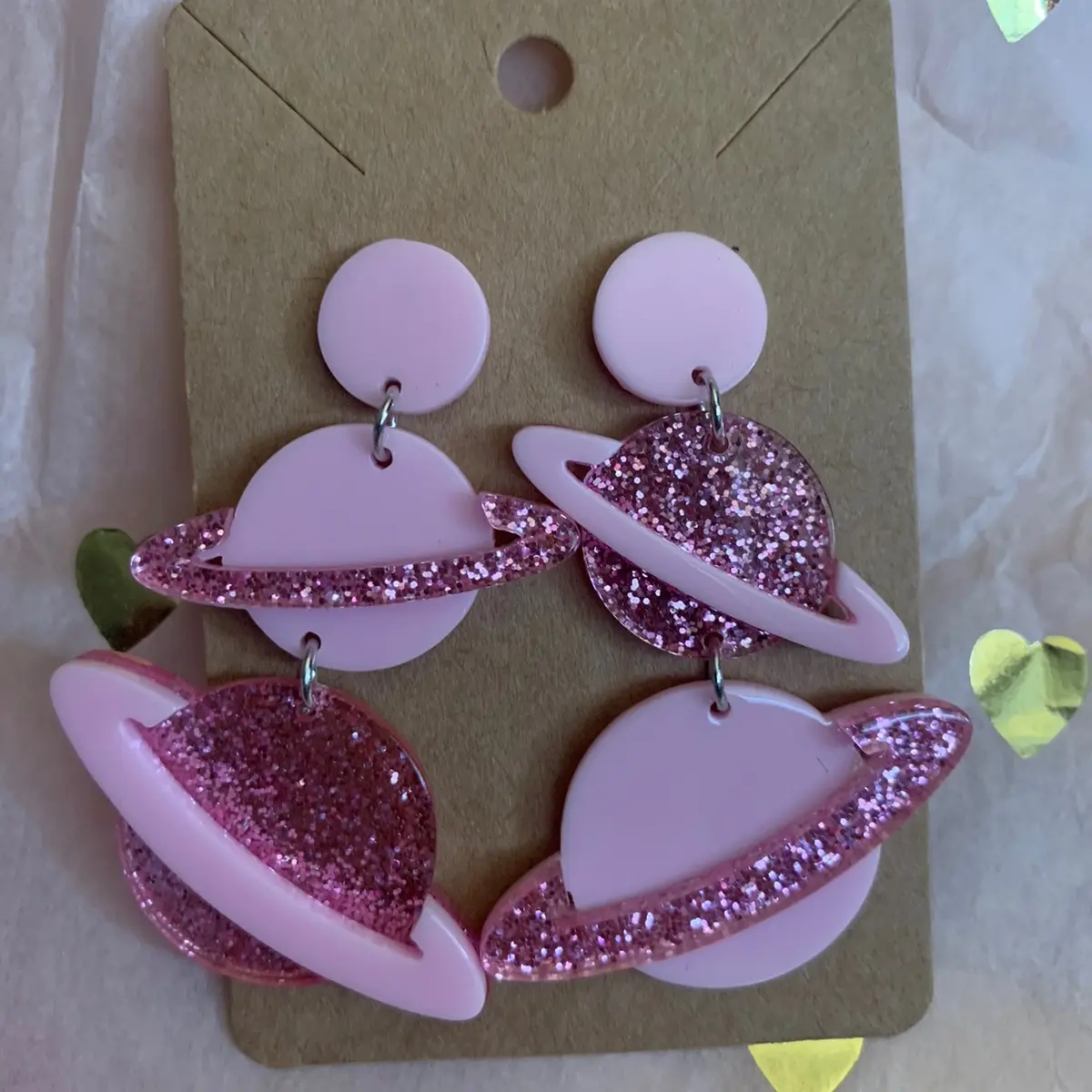 Fun Pink Planet Earrings