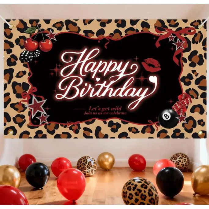 Red Cheetah Print Backdrop Birthday Party Decorations, Y2K Cherry Leopard 3 x 5Ft Polyester Fabric Background Banner for Big Mama Women Girl Night tiktokshopbacktoschool