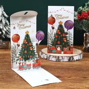 New Christmas 3D Pop Up Greeting Card Money Envelope Set Merry Christmas Decor for Home 2025 Navidad Natal Xmas Gifts New Year 2026 Gifts