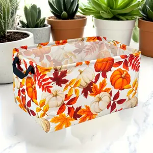 Halloween Monster Toys Storage Basket For Shelves Foldable Open Pumpkin Gift Storage Bin Clothes Organizer Hamper With Handles Room Decor, Halloween Basket, Fall Basket, Halloween Baskets, Spooky Basket