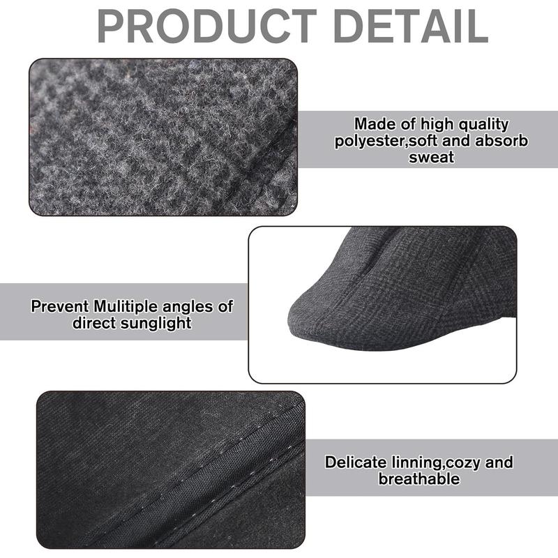 6 Pieces Newsboy Cap for Men Classic Herringbone Tweed Flat Cap Irish Beret Hat for Cabbie Driving Hunting