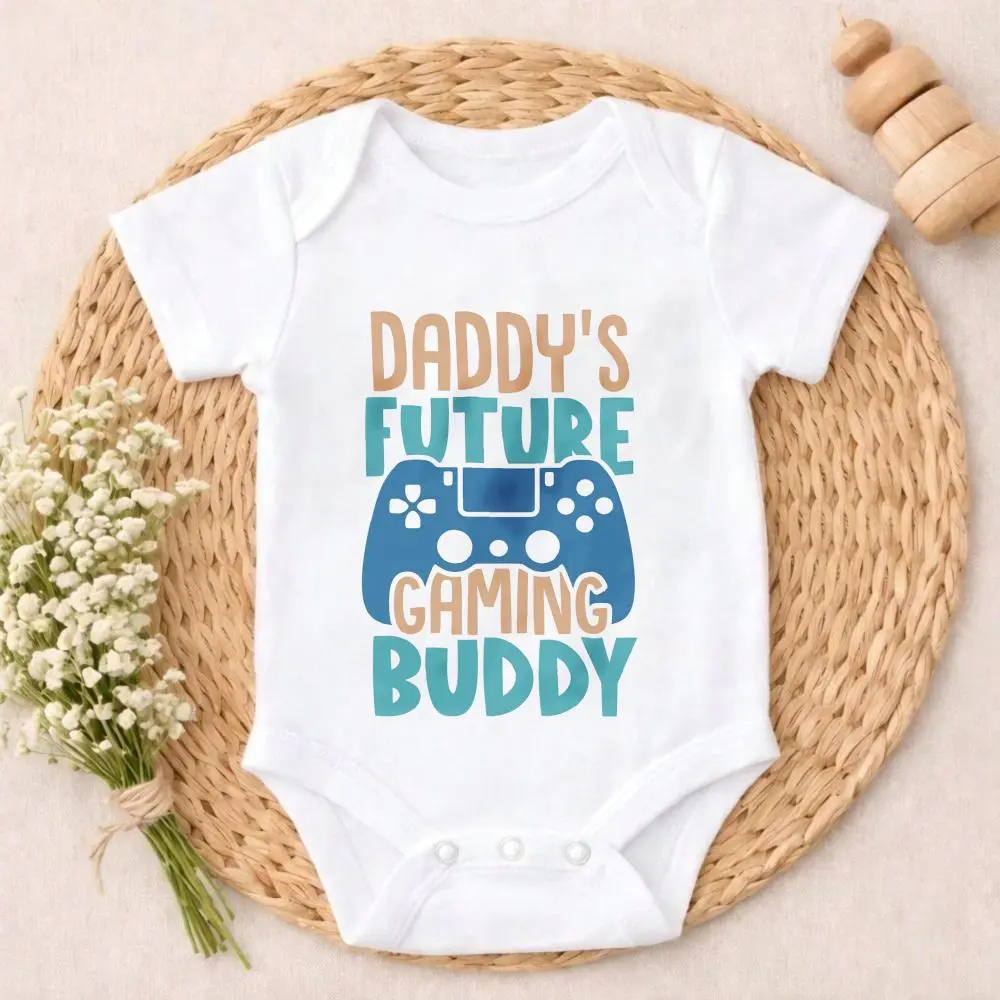 Baby Bodysuit Romper Daddy's Future Gaming Buddy Hospital Outfit Newborn Gift baby clothes Unisex Baby Soft Unisex Romper Gift Set for Coming Home, Birthday & Baby Shower 0-24M