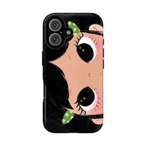 Cute Kawaii Big Eye Anime INS Glittering Big Eyes Comic Girl Lovely Themed Phone Case Premium Matte Texture, Protection, Shockproof, Anti-Drop, Anti-Fingerprint For IPhone 17-12, Pro Max, Pro Plus, and Samsung S25-22 Protection Safety