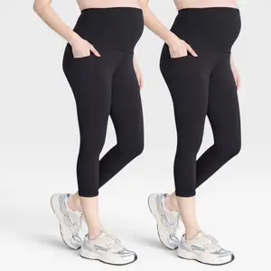 High Waist Over the Belly Active Pocket Crop Legging