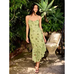 Cider Mesh Floral Sweetheart Asymmetrical Hem Mermaid Maxi Dress SwimWeek