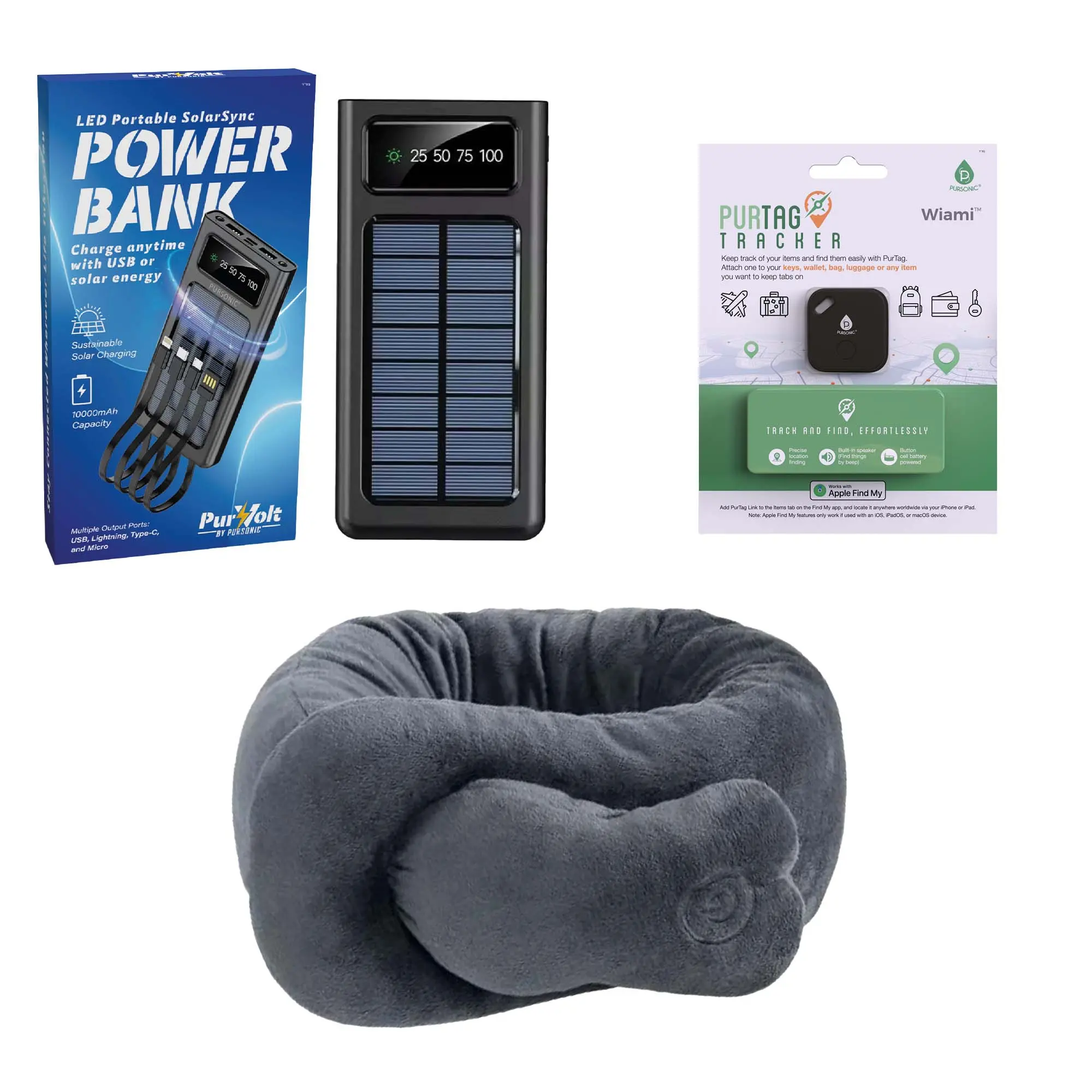Pursonic Ultimate Travel Comfort Bundle: Stay Relaxed, Powered Up, and Organized on Every Journey!