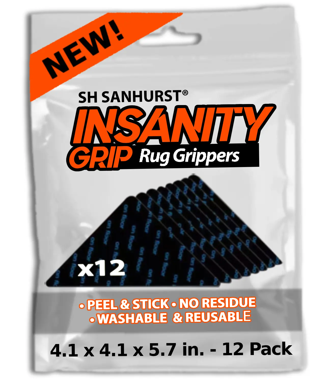 Insanity Grip Glueless Rug Grippers for Carpets, Rugs, & Mats - Carpet Tape Safe for Hardwood Floors & Rugs on Carpets