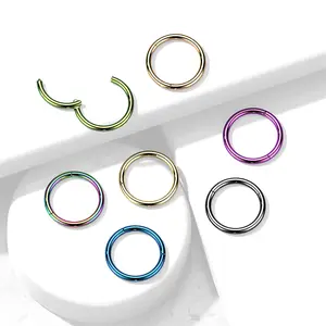 20G/18G/16G/14G Titanium Hoop • Nose Ring • Septum Ring • Clicker Hoop • Cartilage Hoop • Helix Hoop • Hoop Earring • Daith Ring • Hinged Segment • Gold • Silver • Black • Rose Gold • Blue • Purple • Green • Rainbow