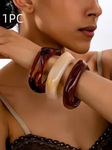 Irregular Half Transparent Design Bangle, Fashionable Jewelry for Women & Girls, Trendy All-match & Exquisite Jewelry for Birthday Gift, Elegant Minimalist Bangle