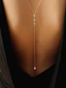 Minimalist Y-Shaped Rhinestone Body Chain, European Style Bikini Accessory, Women's Jewelry, Cool Y-Shaped Crystal Necklace Back Strap