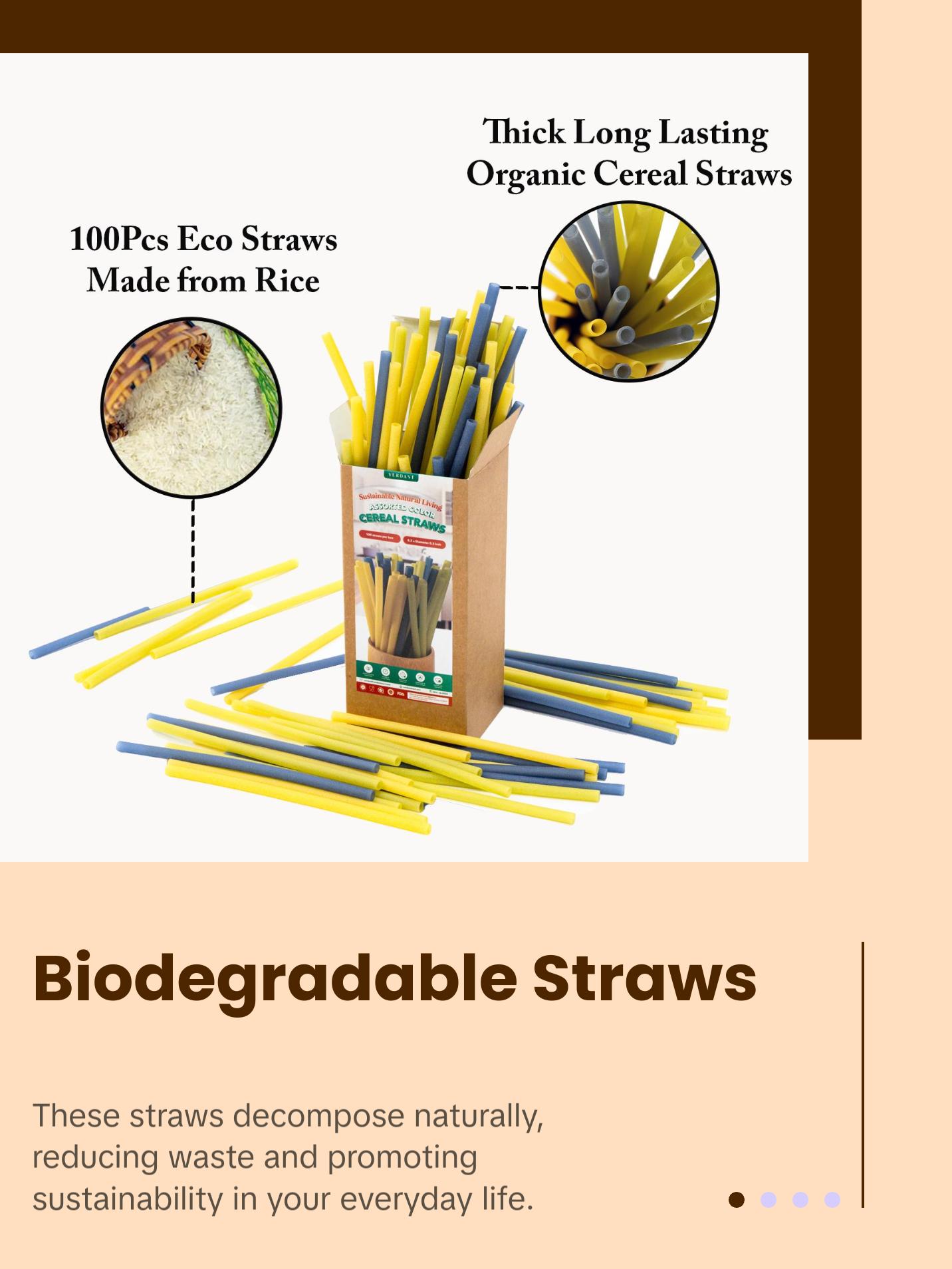Organic Cereal Straws, 100 Reusable Fun Straws – Unique Kids, Inspiring, Cute Housewarming Gift, Creal straws, inspiring gifts