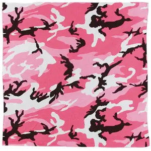 Pink Camouflage - Jumbo Tactical Bandana, 100% Cotton, 27" x 27"