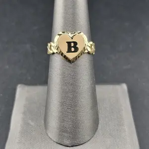 Gold 14k Ring Heart Design for Everyday Wear with Engraving - Perfect for Daily Use